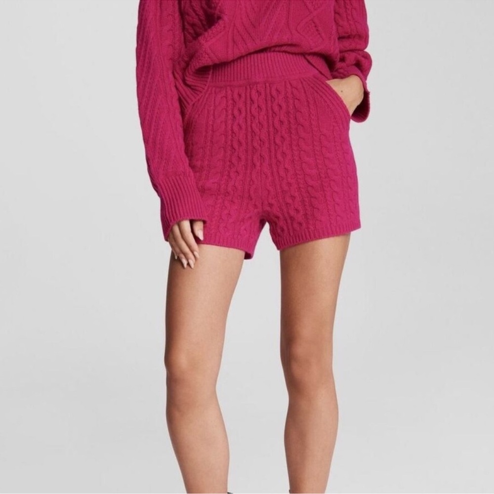 NWT Rag & Bone Plum Pierce Cashmere Cable‎ Knit Shorts Pink Size Medium $398